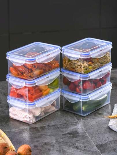 1pc Kitchen Refrigerator Rectangular Fresh-Keeping Box Microwave Heat-Resistant Plastic Lunch Box Food Lunch Box Fruit Storage Sealed Box,Storage,Organizer,Organiser,Kitchen,Travel,Kitchen Items,Kitchen Tools,Kitchen Things.Christmas Gift