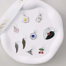 1pc Mobile Phone Dust Plug With Alloy Charm, Blue Planet, Cherry, Rabbit, Love, Music Note, Hand, Prevent Dust And Plug Charging Port - Multicolor - View 6