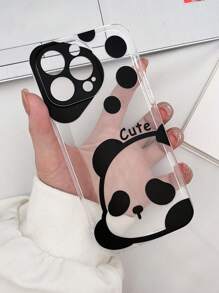 1pc Transparent TPU Anti-Drop Cartoon Panda Pattern Phone Case, Compatible With IPhone 15 Pro Max, Samsung S24 Ultra, Redmi 13C - Multicolor - View 4