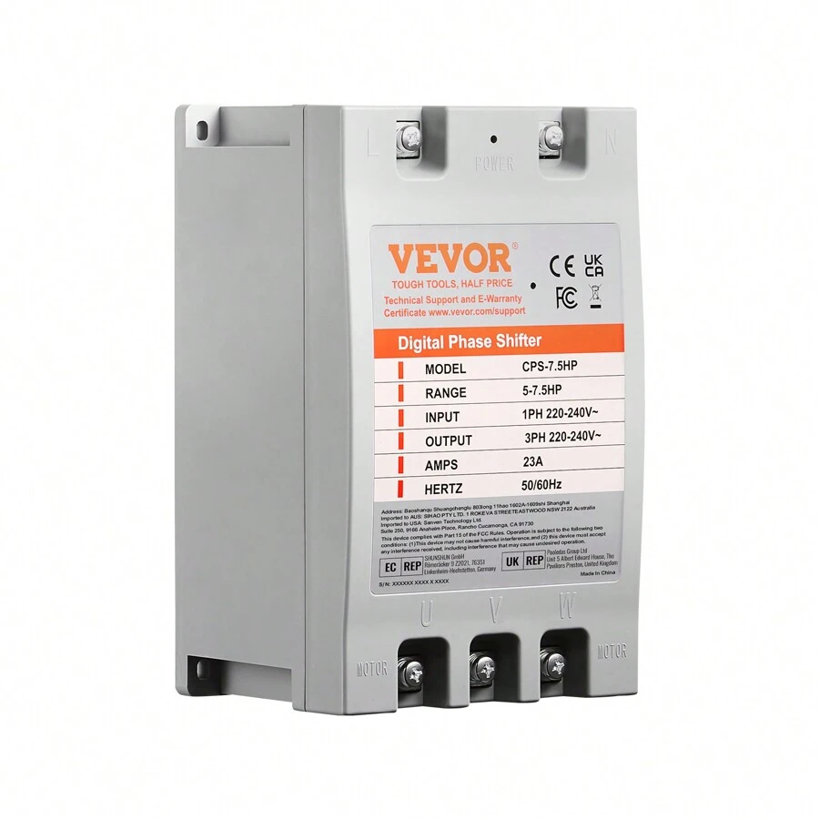 VEVOR 3 Phase Converter 7.5HP 23A 220V Single Phase To 3 Phase