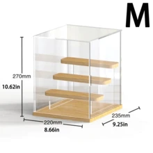1 pieza de caja de almacenamiento de exhibición de acrílico transparente y madera maciza para figuras ciegas y coleccionables, vitrina a prueba de polvo - transparente - Ver 6