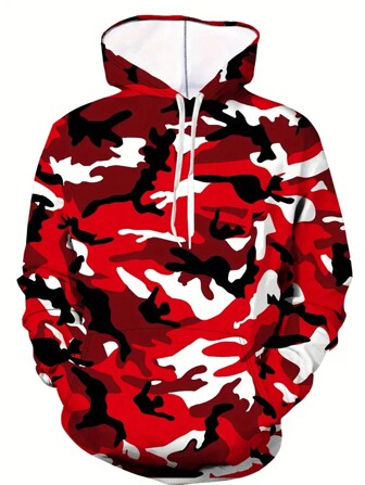 Men Fashionable Camouflage Hoodie - Stylish 3D Printed Sweatshirt For All-Season Comfort -  Urban Style