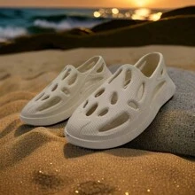 Men's Summer Hollow Out Shoes, Anti-Slip Soft Bottom Sandals With Protective Toe, Thick Sole Beach Slippers For Outdoor And Casual Wear
