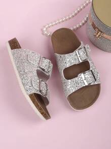Chanclas de playa con hebilla plana de corcho para niños, sandalias casuales de estilo coreano a la moda y versátiles para exteriores