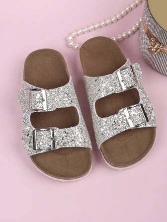 儿童平底扣软木沙滩拖鞋，时尚百搭韩版户外休闲凉鞋