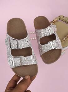 Chanclas de playa con hebilla plana de corcho para niños, sandalias casuales de estilo coreano a la moda y versátiles para exteriores