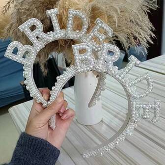 1 pièce Couronne en perles pour future mariée Serre-tête pour festivités de mariage, enterrement de vie de jeune fille, baby shower, fiançailles, répétition du dîner, décoration cadeau, Noël