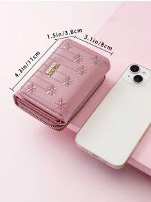 New Embroidered Flower Three-Fold Short Women's Bag Multi-Functional Fashion Handbag Multiple Card Slots Clutch Bag Coin Pink For Women Wallet Purse Wallet Small Wallet