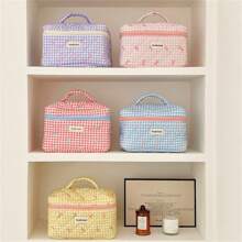 1 Pc Korean Style Women Plaid Bowknot Makeup Bag Travel Soft Large Cosmetic Storage Pouch Storage Makeup Organizer Makeup Case Makeup Travel Toiletry Organizer Essentials Gifts Storage Zipper Accessories Nail Bag, Bags, Makeup Bag, Vanity, Make Up Bags, Organizer, Storage, Makeup Organizer, Makeup Bags, Make Up Organizer, Toiletry Bag, Desk Organiser, Cosmetic Bag - Multicolor - View 1