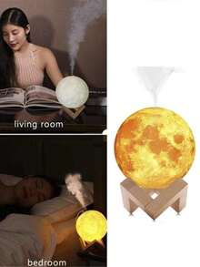 Humidificador De LUNA, Lámpara de 880ML Humidificador de aire de escritorio 3 Modo de luz nocturna