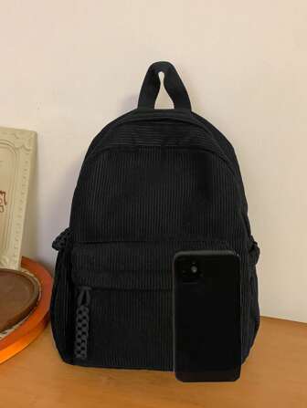 Mochila de corduroy de unicolor, de moda y sencillo, mochila escolar, bolso escolar, mochila para libros, mochila grande, portátil, ligera, casual clásica, adecuada para adolescentes, mujeres, estudiantes universitarias, perfecta para volver a la escuela, primer día de clases, universidad, escuela secundaria, nuevo bolso de otoño e invierno para mujeres, el mejor bolso de otoño