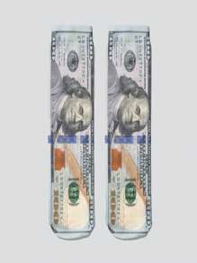 1pc 3d Personalized Socks With Dollar Element Print, Street Style Matching Creativity Over-The-Knee Casual Socks - Multicolor - View 18