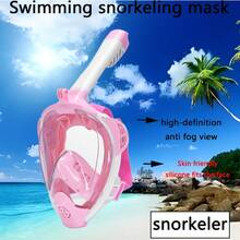 1pc Foldable Full Dry Snorkeling Mask With Camera Mount For Adults, Portable And High Visibility For Swimming And Diving - Pink - View 1