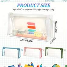 Bộ 4 Hộp Đựng Bút Chì Có Dây Kéo Trong Suốt, Bút Đánh Dấu/Bút/Bút Chì/Túi Trang Điểm, Bộ Đồ Vệ Sinh Du Lịch, Hộp Sắp Xếp Đa Chức Năng Cho Người Lớn - Nhiều màu - Xem 2