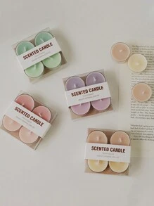 4pcs Handmade Smokeless Soy Wax Round Tea Wax Ambiance Gift Creative Fragrance Premium Wedding Companion Aromatherapy Candle Home Table Decoration Small Candle (2.3 Oz Approx. 1.5-2 Hours Burn) Gift Birthday Gift Aromatherapy Stress Relief Small Tea Wax Round Tea Wax Set,Room Decor,Gifts Graduation