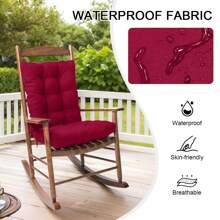 Waterproof Rocking Chair Cushion Set 2PC Cushion Back & Seat Bottom For Rocker 2pack Rocking Chair Cushion Set Pad Upper & Lower Chair Cushions For Home Outdoor - Màu Đỏ Sâu - Xem 5