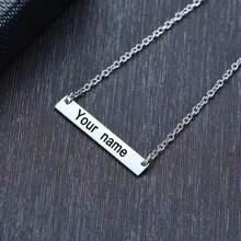 定制個性化酒吧名稱項鍊 用不鏽鋼雕刻坐標項鍊為女人打造的珠寶禮物 - 銀色 - 查看 4