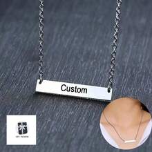 定制個性化酒吧名稱項鍊 用不鏽鋼雕刻坐標項鍊為女人打造的珠寶禮物 - 銀色 - 查看 1