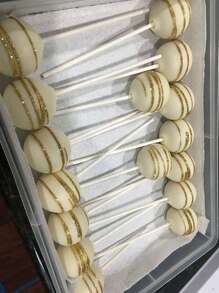 100 件巧克力棒棒糖棒烘焙 DIY 手工星空蛋糕棒棒糖棒适用于新年派对糖果装饰生日派对 - 白色 - 查看 6