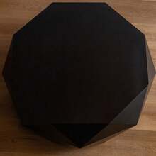 38"Three-Dimensional Embossed Pattern Design American Retro Style Coffee Table,Black Tabletop - 黑色+中密度纖維板 - 查看 8