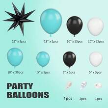 86/100/105入組黑色和銀色氣球花環套件，黑色和金屬銀色乳膠氣球，黑色和銀色氣球拱門，適用於生日婚禮週年慶典畢業派對裝飾 - 組合套裝 - 查看 14