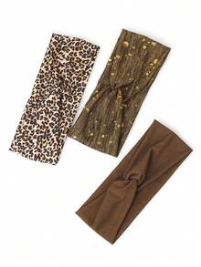 3pcs Women's Casual Crossed Solid Color Hairbands With Gel Dots, Versatile Headbands For Daily Wear - Multicolor - View 4