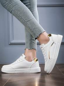 Zapatillas de vacaciones de moda para mujer, zapatos blancos casuales y ligeros, ropa deportiva cómoda y versátil - Blanco - Ver 8
