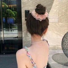 4入組大花印花鬆緊頭帶，可愛的波西米亞風格髮圈，適合日常使用和節日禮物 - 彩色 - 查看 4