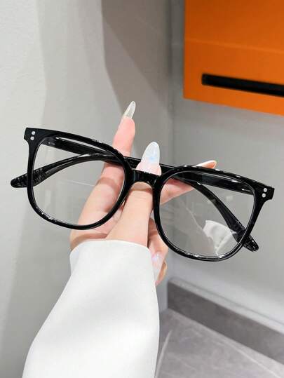 1 Pair Men & Women's Cute Campus Style Fashion Plain Glass Eyeglasses, Versatile For Daily Life, Office, Reading, TV, Gaming, Phone Decoration