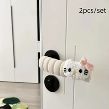 Sanrio مجموعة من 2 قطعة غطاء واقي لمقبض الباب بتصميم ميميلودي، ديكور كرتوني كاواييي لحماية الباب من الاصطدام، ديكور منزلي مضاد للكهرباء الساكنة لحماية الجدران في غرفة النوم وغرفة المعيشة