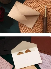 1set/10pcs Vintage Mini Square Envelopes, Fresh Kraft Paper Envelopes For Greeting/Thank You Cards, Ins Storage For Love Letters - Multicolor - View 4