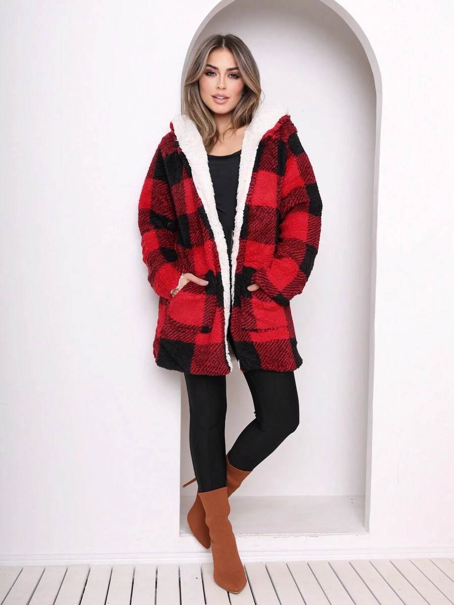 Women Winter Coats - 紅色 - 查看 1