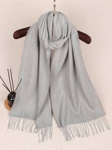 男士圍巾經典款式冬季格紋圍巾流蘇邊柔軟保暖圍巾 - 彩色 - 查看 10