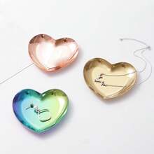 1pc Nordic Style Heart Shaped Stainless Steel Jewelry Tray, Creative Jewelry Organizer Dish, Ins Style Ring & Earring Tray, Metal Jewelry Storage Organizer - Multicolor - View 3