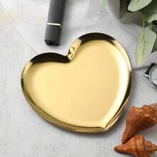 1pc Nordic Style Heart Shaped Stainless Steel Jewelry Tray, Creative Jewelry Organizer Dish, Ins Style Ring & Earring Tray, Metal Jewelry Storage Organizer - Multicolor - View 8