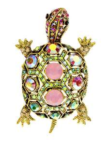 1 pieza Broche de mujer con forma de tortuga de strass, accesorio de moda elegante para chaqueta