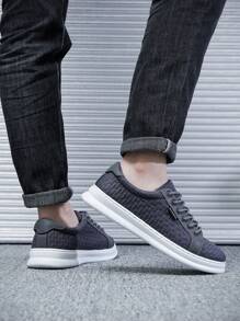 Men's Lace Up Walking Shoes Lightweight Fashion Sneakers Breathable Comfortable Trainers - Grey - View 4