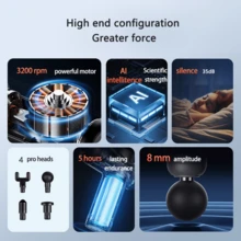 SORUDEL Deep Tissue Muscle Massage Gun Handheld Massager With High Intensity Mini Size For Women And 6 Adjustable Speeds, Professional Massager For Muscle Relaxation And Myofascial Release - Grey - View 6