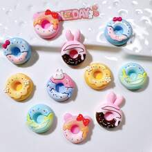 10 Cái/bộ Hỗn Hợp Thỏ Bánh Rán DIY Kem Gel Ốp Điện Thoại, Móc Chìa Khóa, Kẹp Tóc, Lanype, Nhựa Phụ Kiện Trang Sức - bánh rán thỏ - Xem 4