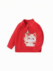Balabala Kids's Clothing, Girls' Sweater, 2024 New Spring Clothing, Knitwear In Red