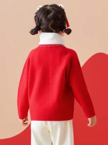 Balabala Kids's Clothing, Girls' Sweater, 2024 New Spring Clothing, Knitwear In Red
