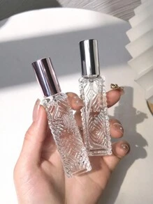 1 peça / 2 peças / 4 peças 12ml Frasco de Vidro com Cabeça de Spray de Alumínio em Padrão de Diamante Pequeno Frasco de Atômizador de Perfume