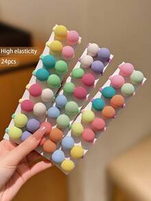 24入組彩色女孩子頭髮扎帶，適合日常使用，隨機發貨顏色 - 彩色 - 查看 6