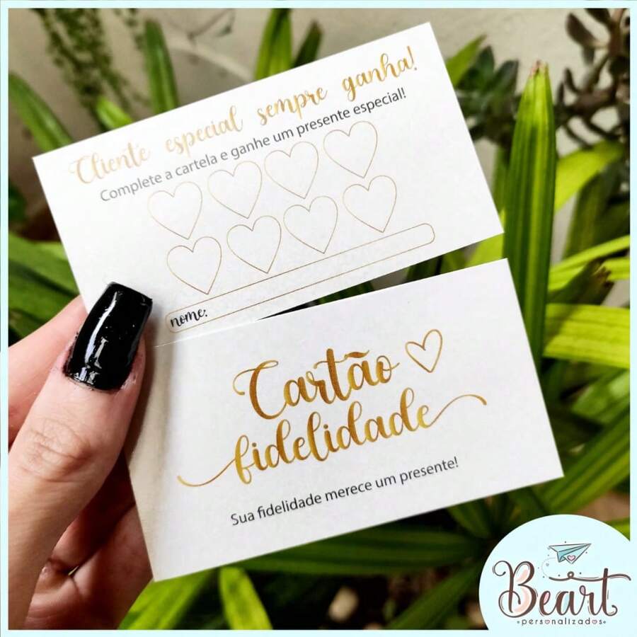 Cartão fidelidade cliente-50 unidades - Dourado - Visão 1