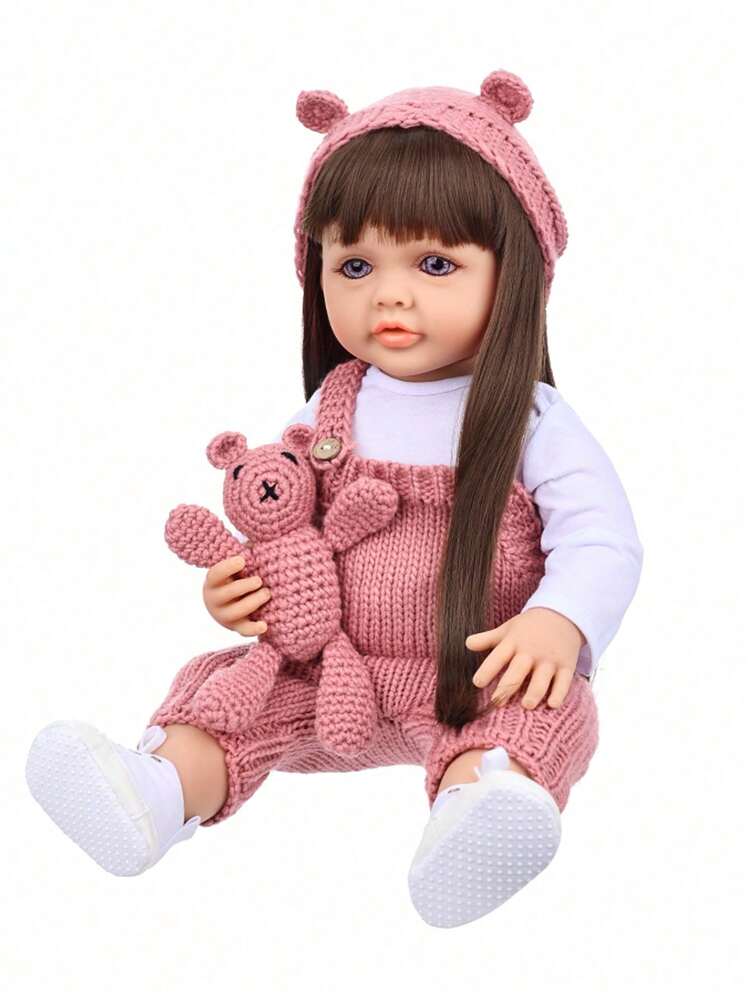 22-Inch Reborn Baby Doll Lifelike Soft Silicone Realistic Doll, Large Size With Changeable Clothes - Pink - View 2