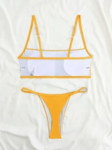 Bộ bikini hở lưng Bandeau gợi cảm 2 mảnh kèm quần lọt khe, nhiều màu - Màu vàng - Xem 3