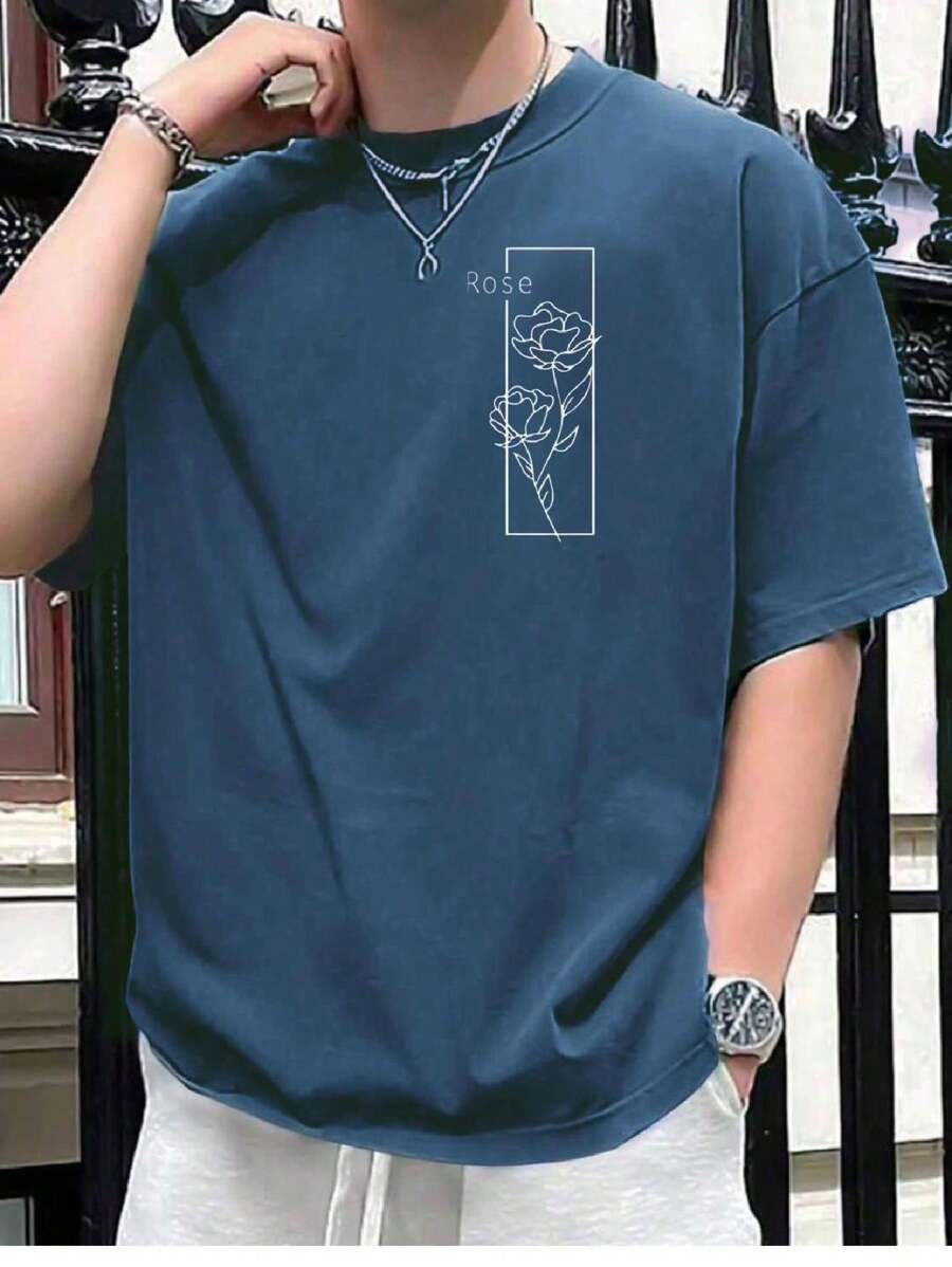 JRCONFECÇÃO Camiseta Masculina Flor Rose Tumblr  Camisa Premium Streetwear Algodão Super Promoção