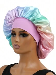 1pc Ombre Satin Sleep Cap, Suitable For Daily Wear - Purple - View 3