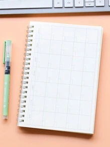 1pc 60-Sheet Daily Planner Notebook, Simple Style Learning Check-In Schedule, Time Record, Coil-Bound Notebook