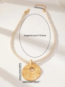 1 pieza Collar de cordón de verano con colgante de medallón de color dorado para mujeres